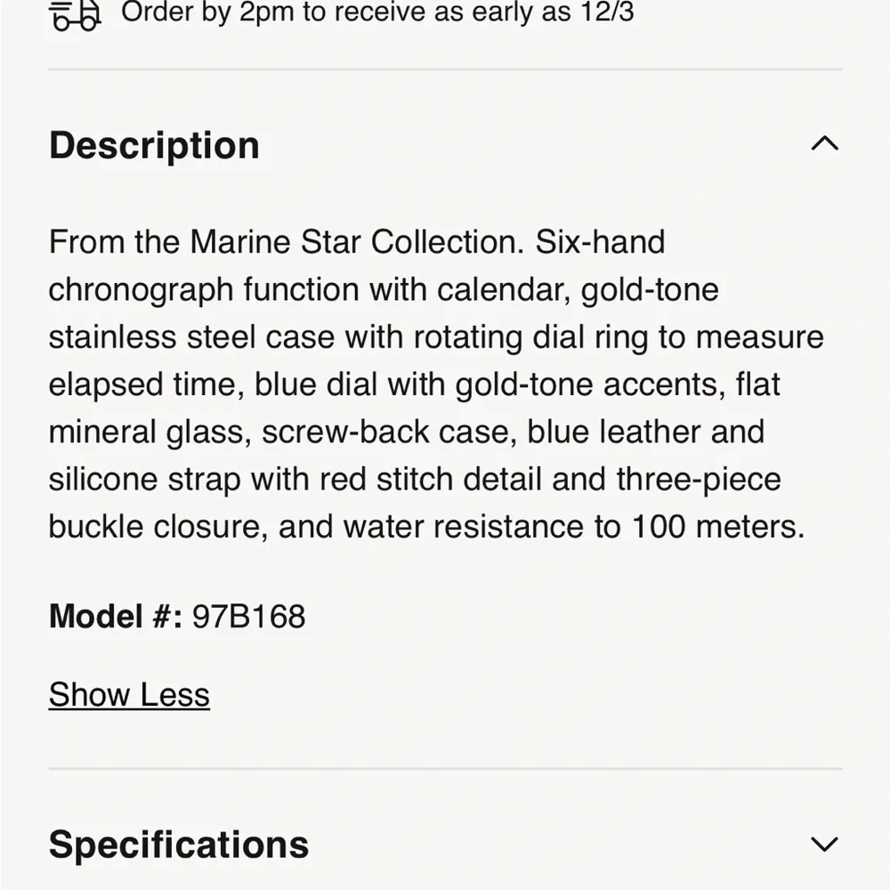 Bulova Marine Star Gold Case with Blue Dial Watch - Picture 6 of 6